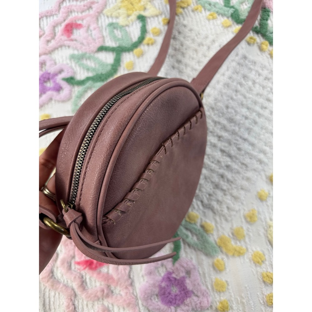 Sonoma Goods For Life Mauve Pink Round Crossbody Bag Whipstitch Detail 222144 - Picture 2 of 9